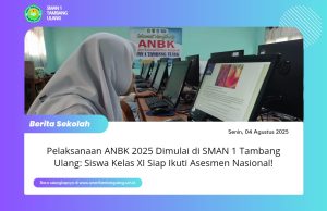 Siswa kelas XI sedang fokus mengerjakan ANBK di ruang laboratorium komputer SMAN 1 Tambang Ulang.